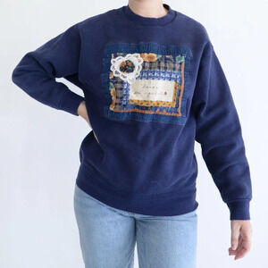 Vintage Fruit Of The Loom Navy Blue Autumn Harvest Nanas Are Special Sweater M